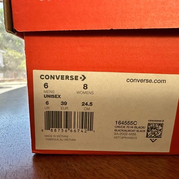 ***NEW*** Converse Chuck 70 Black High-Top Sneakers - Picture 6 of 11